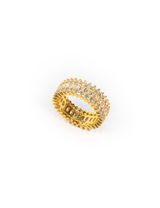 wide band 18kt gold cubic zirconia rings